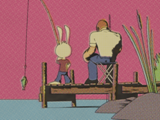 Fishing, frame from Lukas dad is not a rabbit by Bortbyting.com
